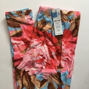 Large Floribunda light blue leggings